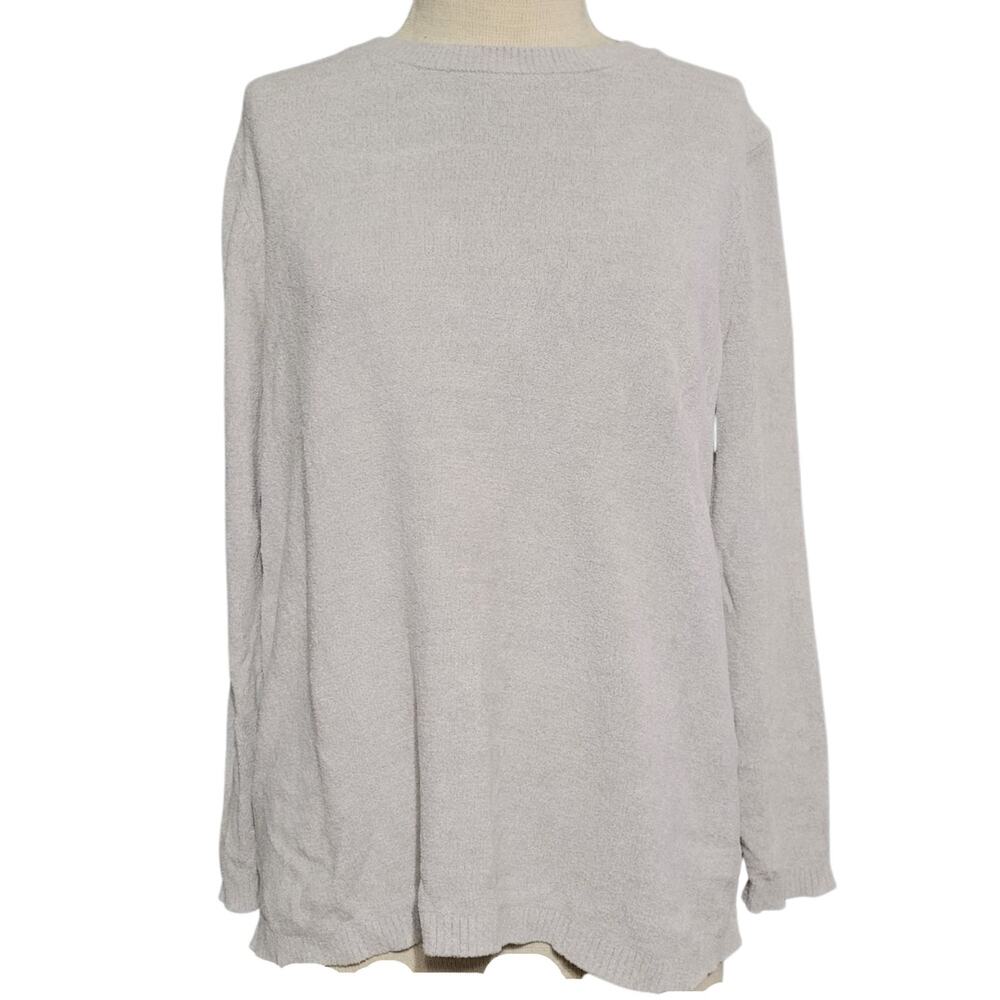 J Jill Gray Long Sleeve Crew Neck Sweater Size M Petitte